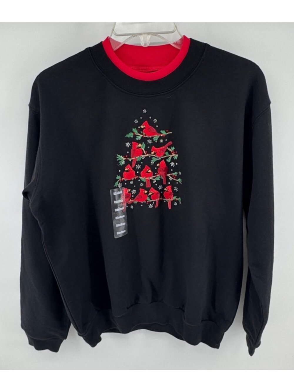 NEW Cracker Barrel Cardinal Fleece Christmas Sweatshirt Medium Black Grandmacore